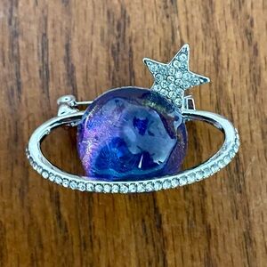 Silver and Blue/Purple Planet Brooch